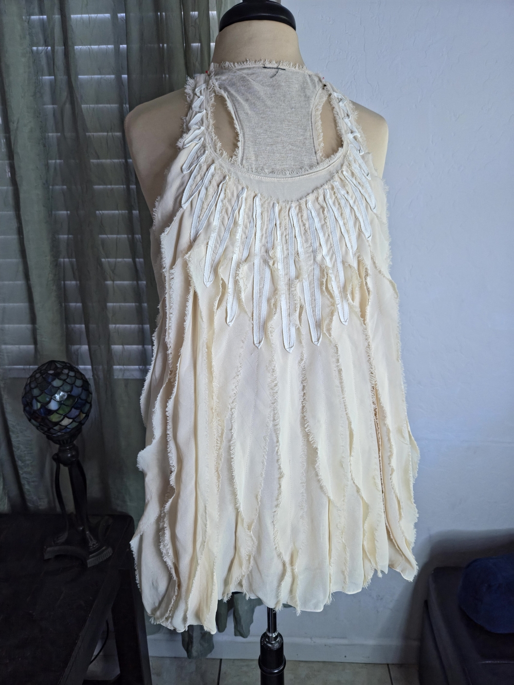 Runway Inspired Oyster Ruffle Tank Top - Shabby Chic Y2K Archival Style #0448